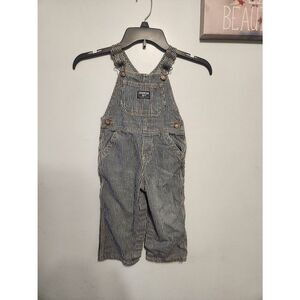 Vintage Oshkosh B’Gosh Railroad Striped Vestbak Overalls size 24 Months